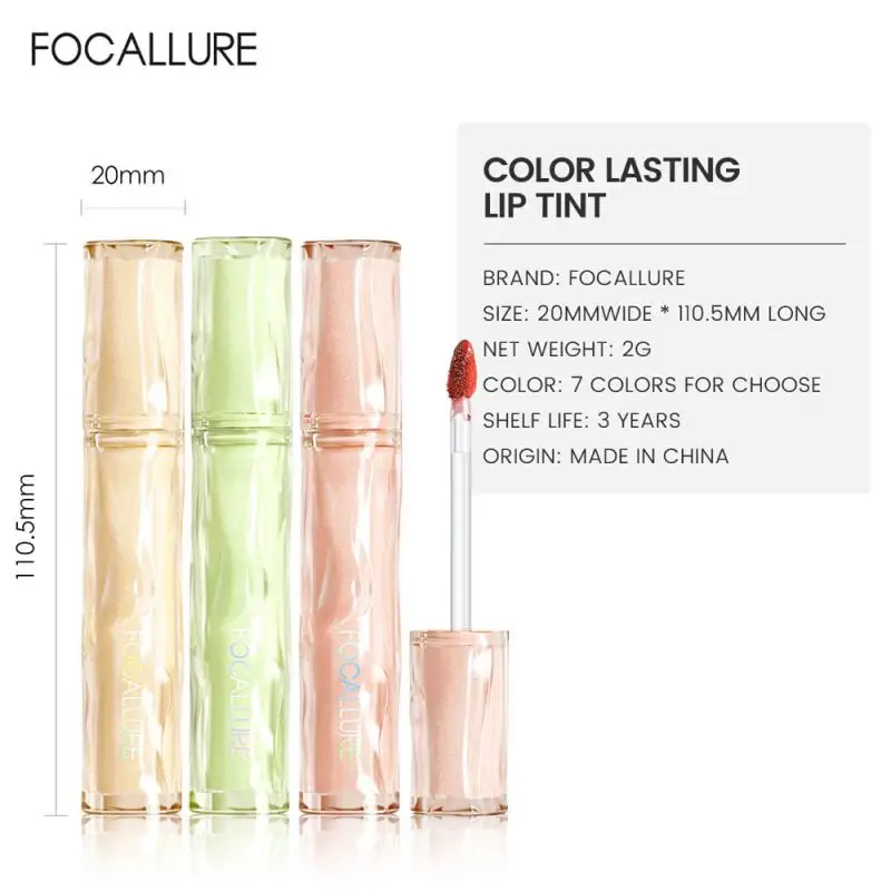 FOCALLURE 4 Colors Matte Lip Gloss Silky Liquid Lipstick Waterproof Long Lasting Moisturizing Lip Glaze Lip Makeup Cosmetic