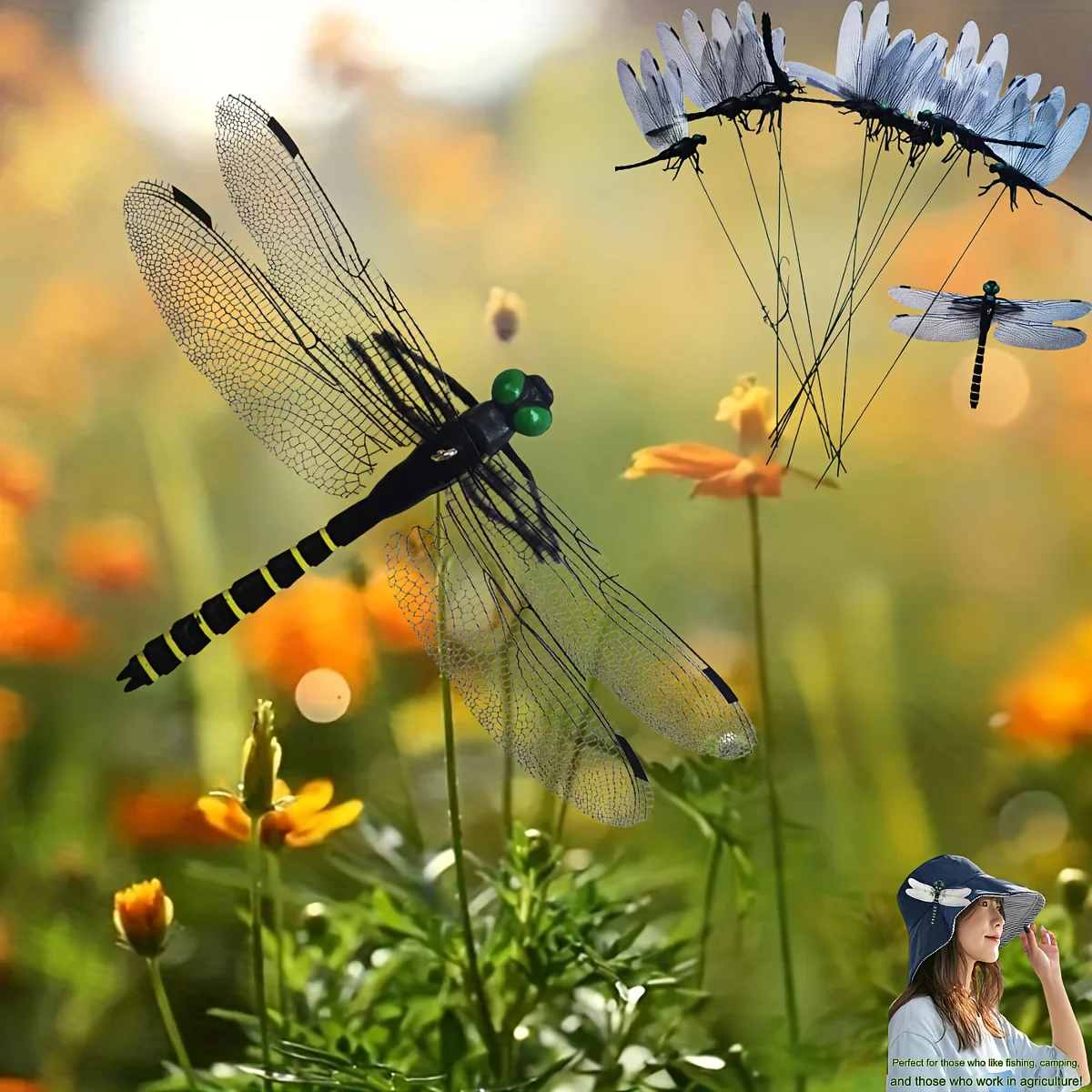 Adult Dragonfly Model Kit, Vibrant Dragonfly Mosquito Repeller, For Indoor and Outdoor Decoration, Durable Plastic Structure