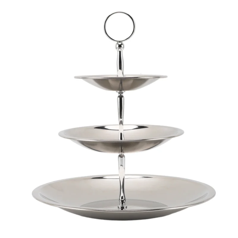 

Tiered Serving Tray Stainless Steel Large Capacity Multi Functional Fruit Pastry Holder Cupcake Stand For Home Bar Type 2