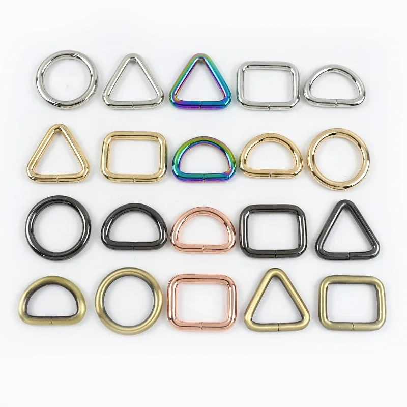 20Pcs Meetee 4.8mm Thick Metal Rings Hook 20-38mm Rectangle D Ring Buckle Bag Strap Side Carabiner Clips Handle Connect Clasp