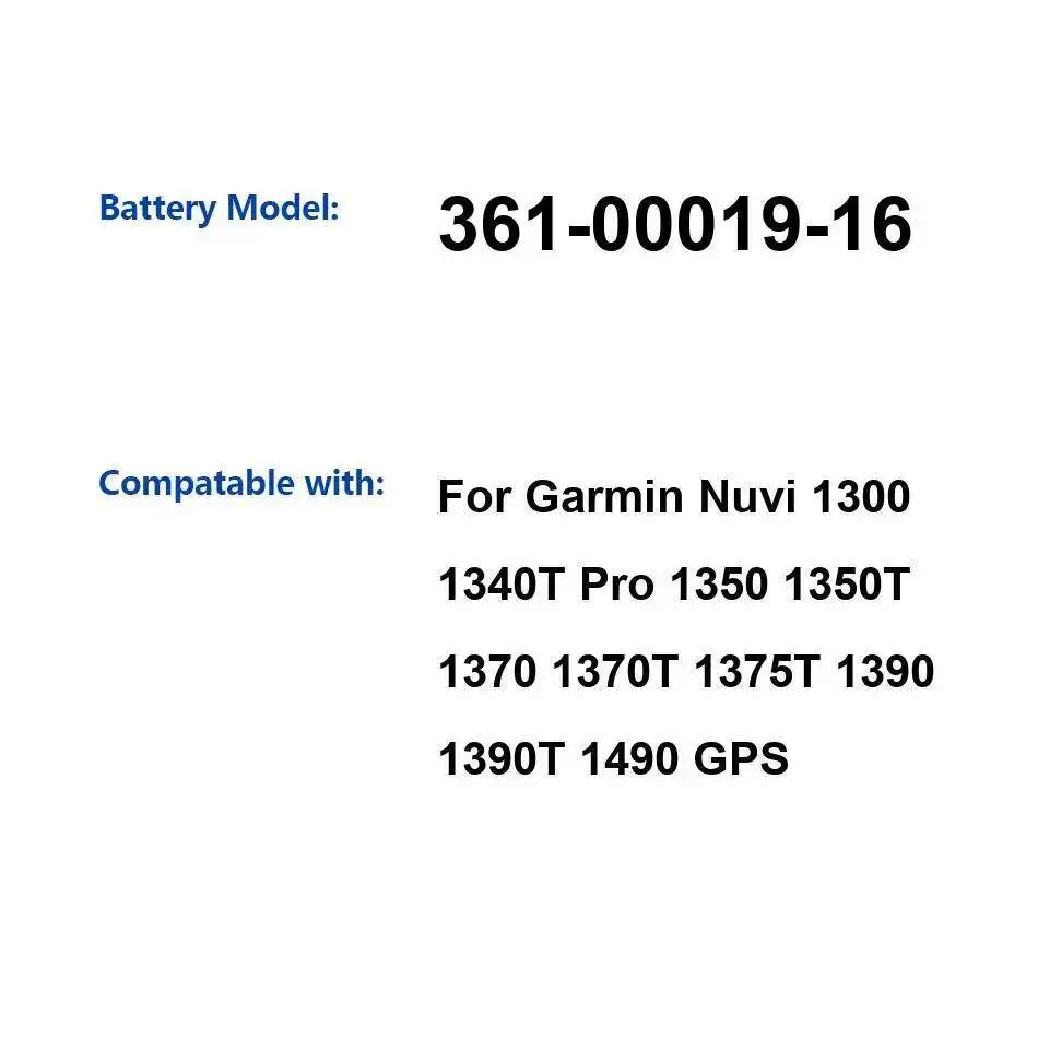 Аккумулятор 361-00019-16 361-00019-41 для Garmin Nuvi 1300 1340T 1350 1350T 1370 1370T 1375T 1390 1390T 1490T 1450 1490 Pro Gps