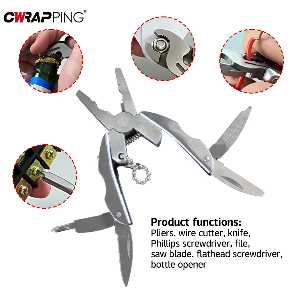 Tang Multifungsi Sepeda Motor Pisau Baja Tahan Karat Dapat Dilipat Mini Tang Belakang Penyu Gantungan Kunci Alat Berkemah Kit Perjalanan