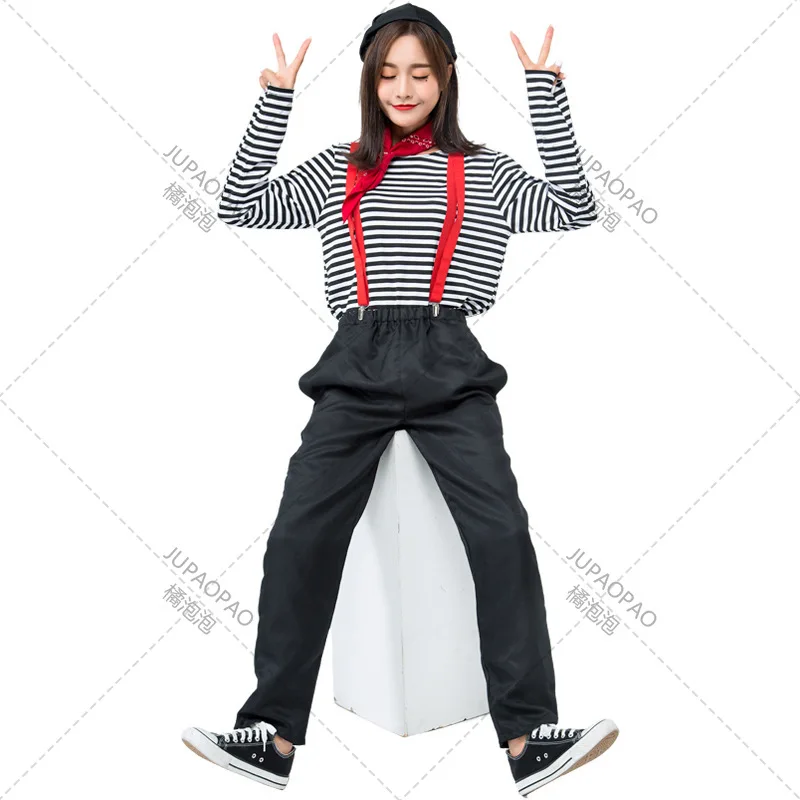 Mime Actors, Couples, Clown Costumes, Men and Women's Game Costumes, Japanese Halloween Comical Performance Costumes, JUPAOPAO