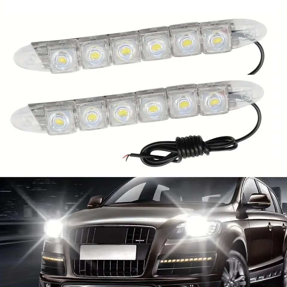 

2X Day Light Car Led DRL Daytime Running Light Flexible 6LED Parking White Waterproof Driving Fog Bulb Warning Styling Auto Lamp