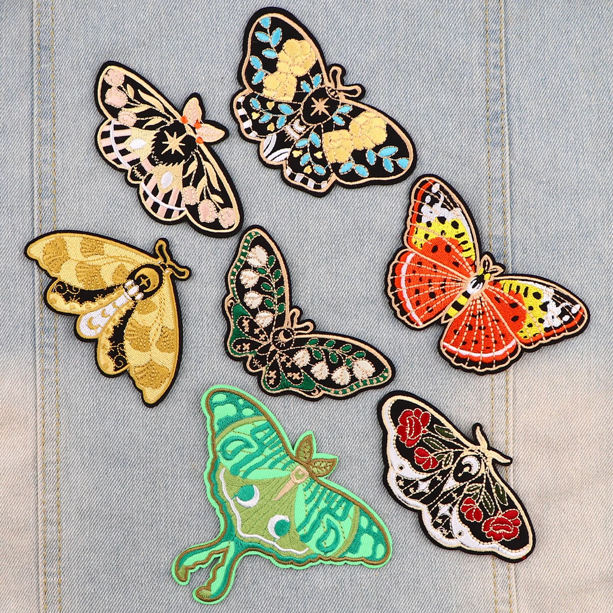 Patch brodé papillon, application animale pour vêtements, thermoadhésif à repasser pour vestes, autocollants de couture