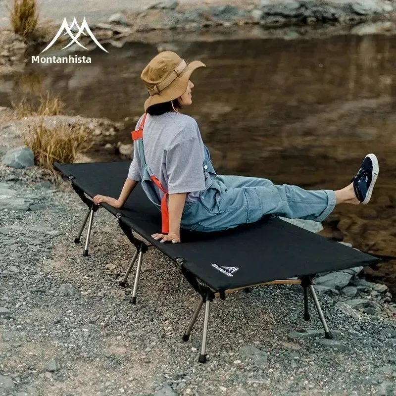 Cama de Camping Portátil MOUNTAINHIKER para Viagem ao Ar Livre, Cama de Hiking para Uma Pessoa, Cama Dobrável em Liga de Alumínio 7075