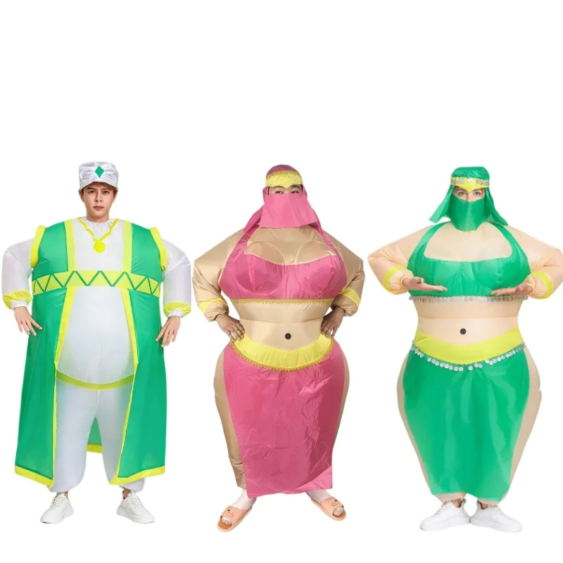 Disfraz Inflable de Pareja de Príncipe y Princesa Sudaneses Adultos, Conjunto de Disfraces de Personajes Nobles del Medio Oriente para Fiestas y Actuaciones
