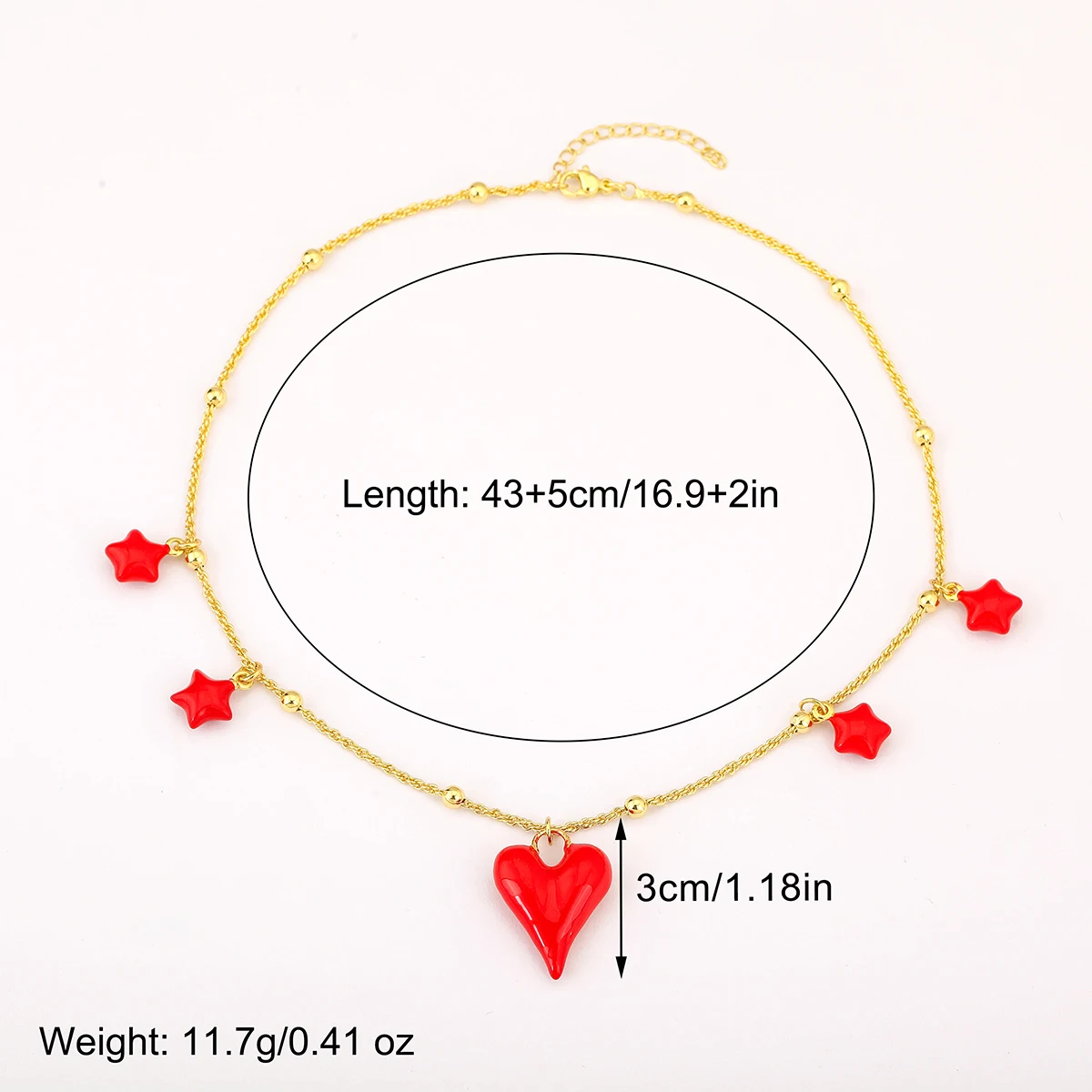 Nidin Classic New Design 5 Styles Choice Enamel Red Heart/Star Charm Pendant Necklace For Women Female Fashion Versatile Jewelry