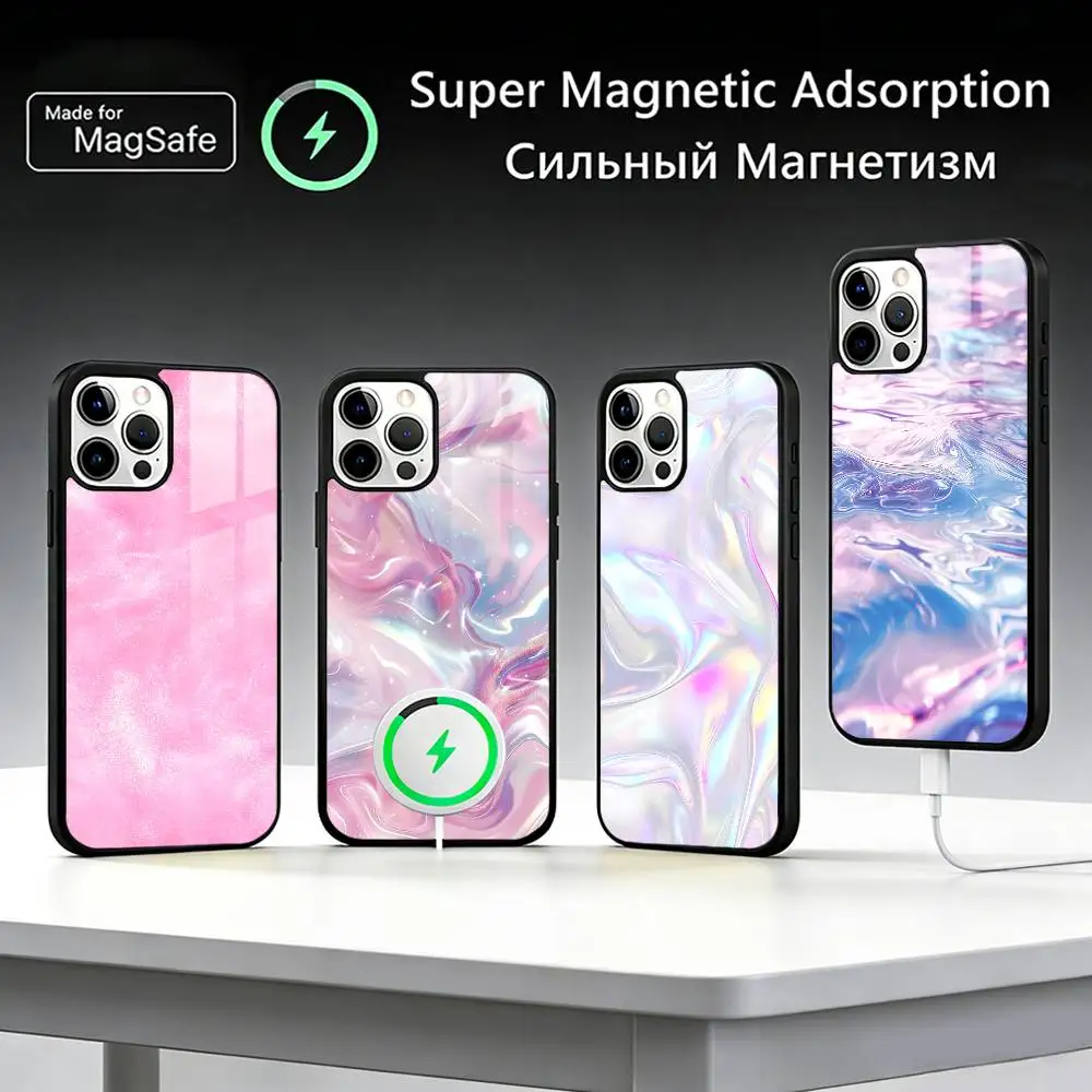 

Розовый чехол для телефона с узором G-Glitter для iPhone17,16,15,14,13,12,11 Plus, Pro Max, новая магнитная беспроводная зарядка