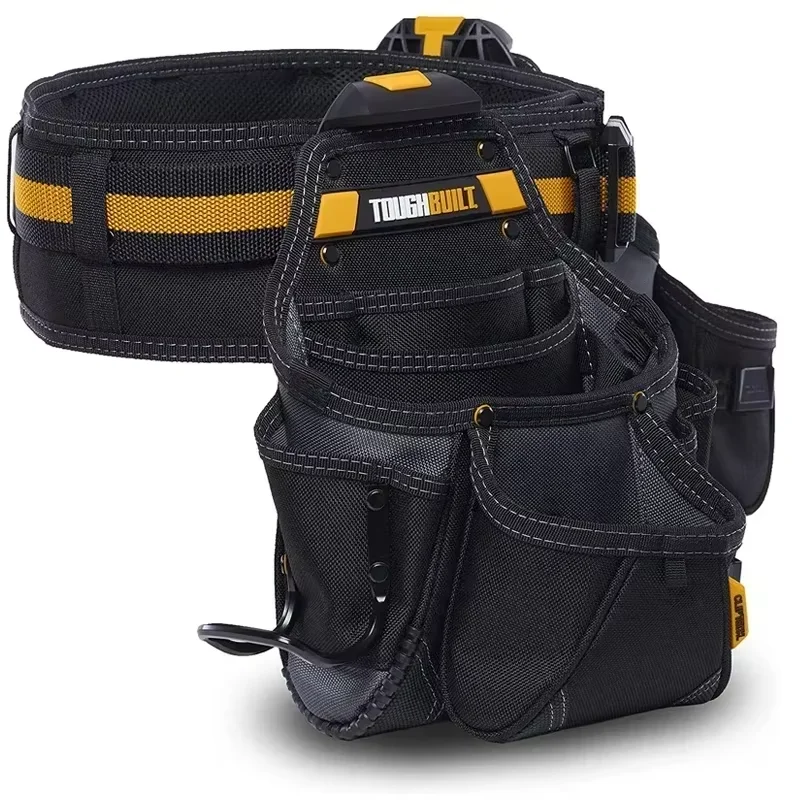 TOUGHBUILT TB-CT-111-3P 3PCS Multi-Function ClipTech™ Tool Pouch Set, 2 Large Tool Pouches + Wide Waist Belt for Construction