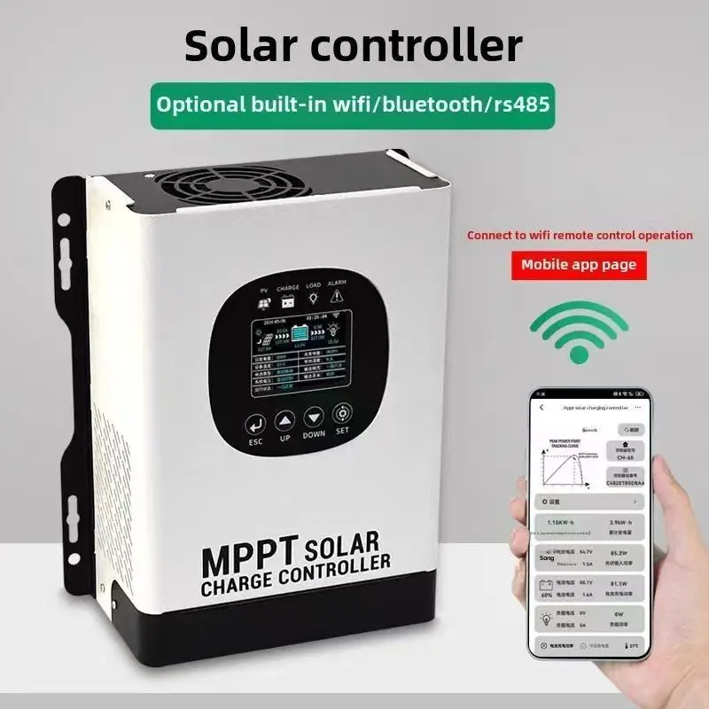 

MPPT 230VDC Solar Charge Controller 12V/24V/48V/96V Built-In RS485/WIFI Colorful Screen Solar Panel Regulator 40A 60A 80A 120A
