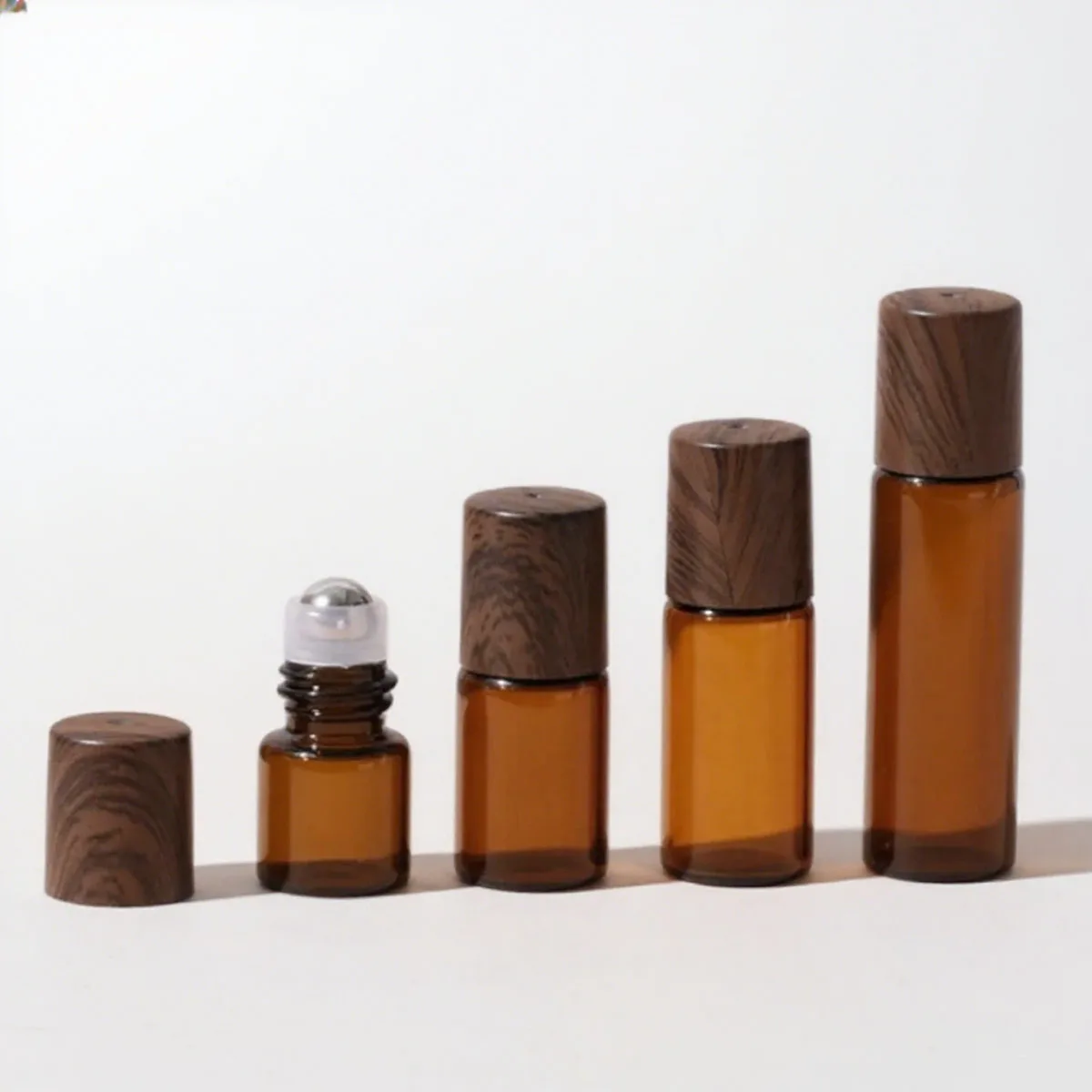 10X 1ml 2ml 3ml 5ml Mini Plastic Cap Glass Roll on Bottles Sample Roller for Essential Oils Perfume Vials with Steel Roller Ball