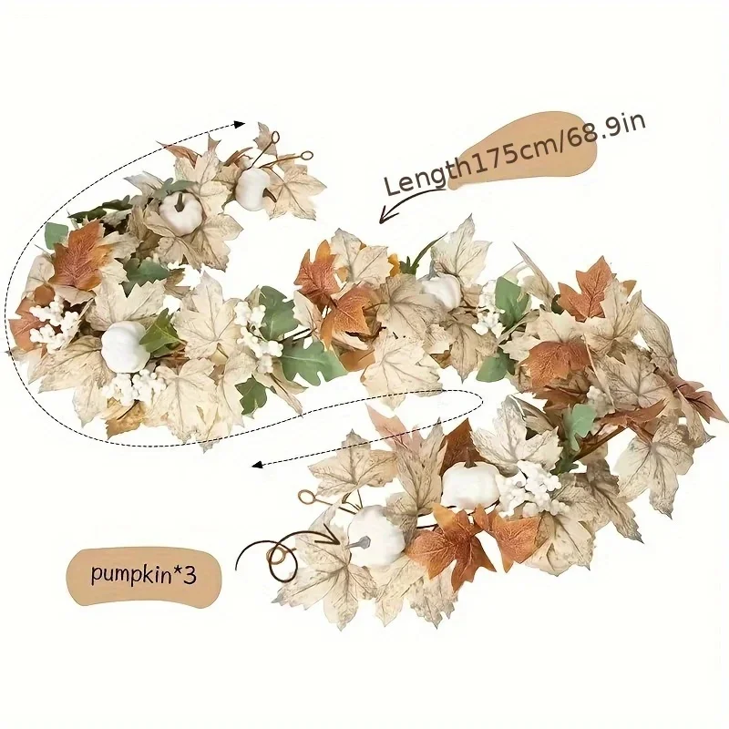 175cm Halloween Maple Leaf Artificial Plants Fake Flower Halloween Decorations Home Decor Fall Decor Autumn Decor Осенний Декор