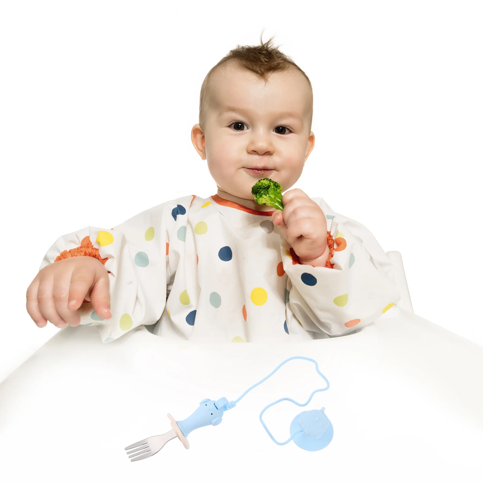 1 زوج أواني الطفل حامل حزام كوب شفط قوي لملعقة شوكة الرضع تغذية اكسسوارات كرسي مرتفع سيليكون قابلة لإعادة الاستخدام #2