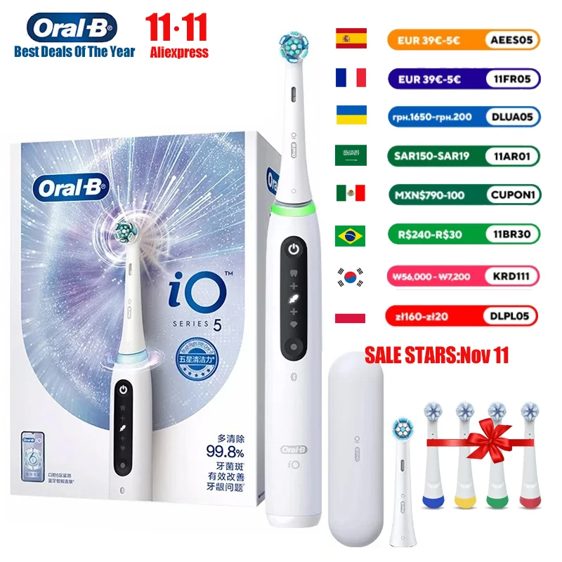 Oral B iO Series Adult IO5 Electric Toothbrush Intelligent Micro Vibration Teeth Whitening Deep Cleaning Tooth Brush Extra Gift