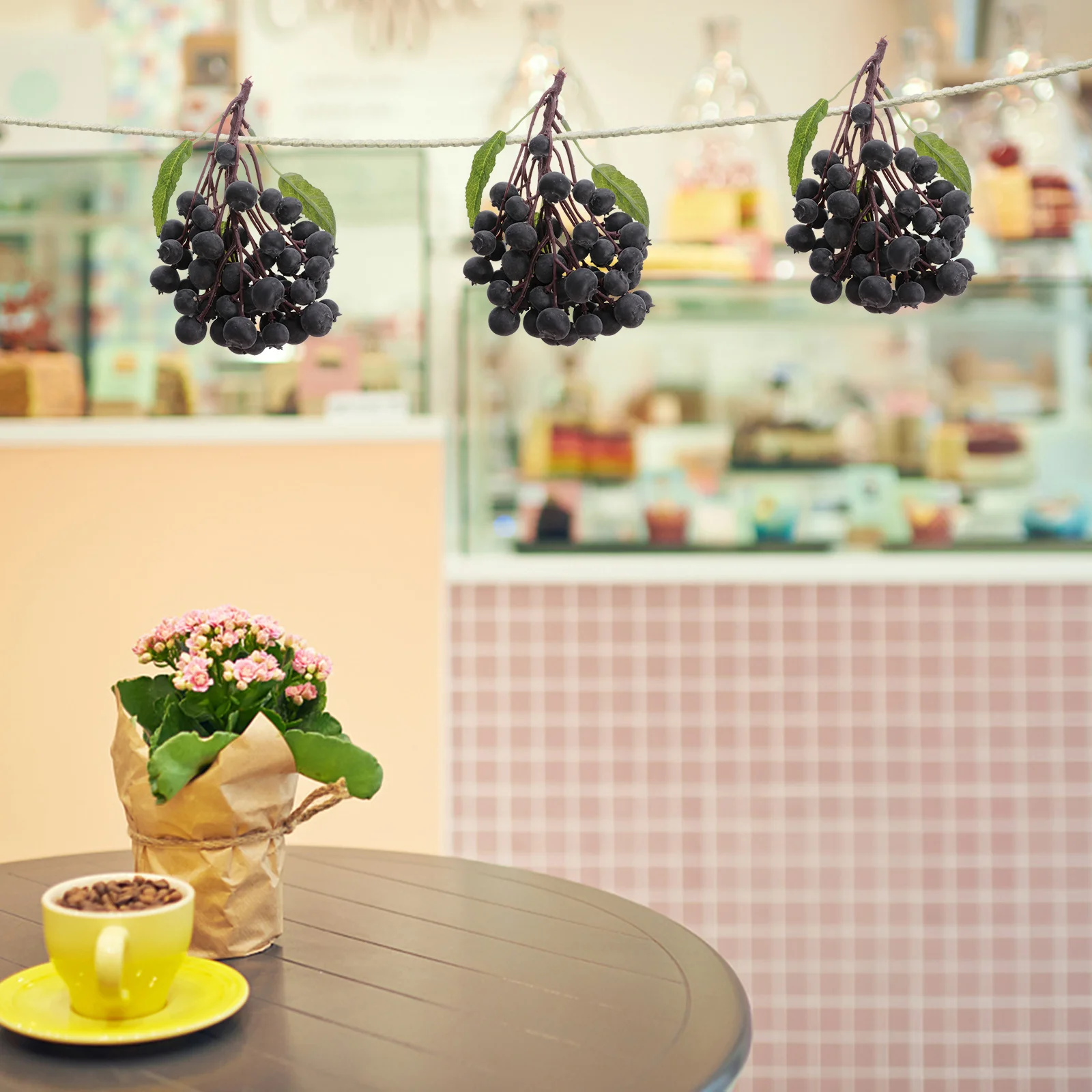 محاكاة الفاكهة المزيفة عنبية الديكور العنقودية الخضراء الاصطناعية واقعية المنزل المطبخ حفلة التصوير الدعامة #3