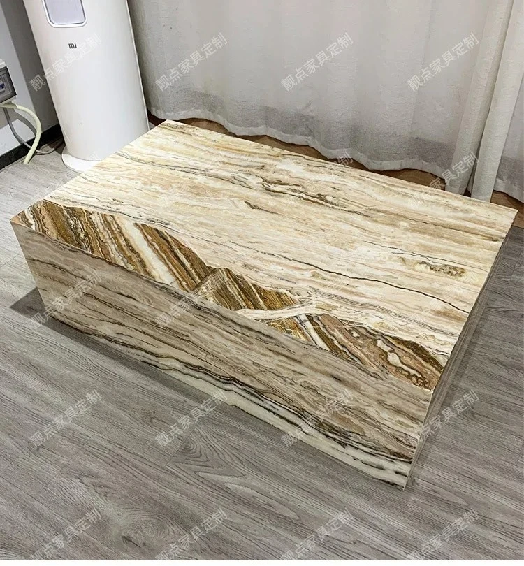 

Natural marble coffee table Nordic minimalist small apartment living room tea table rectangular designer can customize