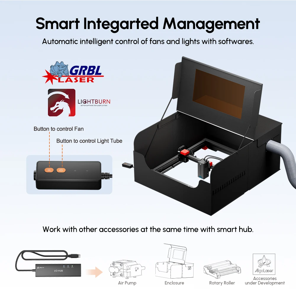 AlgoLaser Foldable and Smoke-proof Laser Engraver Enclosure Safe Dust-Proof Cover Equipped With Fan Durable Shell 830*730*395mm