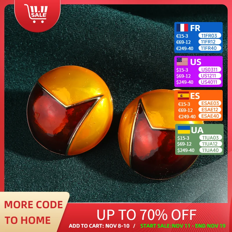 

Vintage Gold Color Enamel Round Stud Earring Trendy Jewelry 2025 High Quality Luxury Designer Wedding Christmas Accessories New