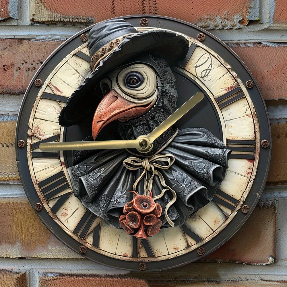 Silent Wall Clock with 2D Effects - Diy Plague Doctor Theme, Perfect for Dorm Decor & Holiday Gifts Wall Clock Modern Design