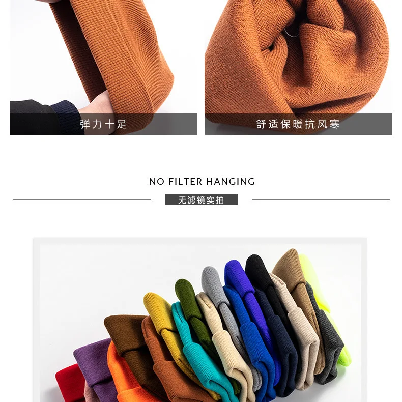 Benutzerdefinierte Mütze drucken Ihr eigenes Logo Winter gestrickt warm halten kalte Mütze Unisex einfarbig Hip Hop häkeln Totenkopf Beanie Hüte – Detail 7