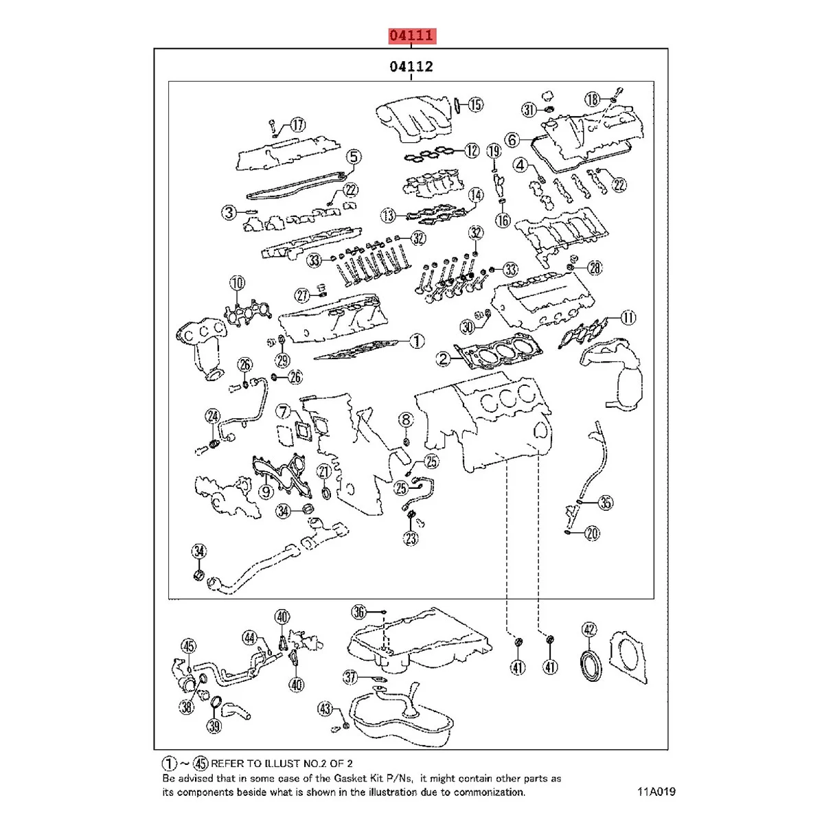 

04111-36040 Engine Full Gasket Set for Venza Sienna 2.7L 2008-2016 Cylinder Head Repair