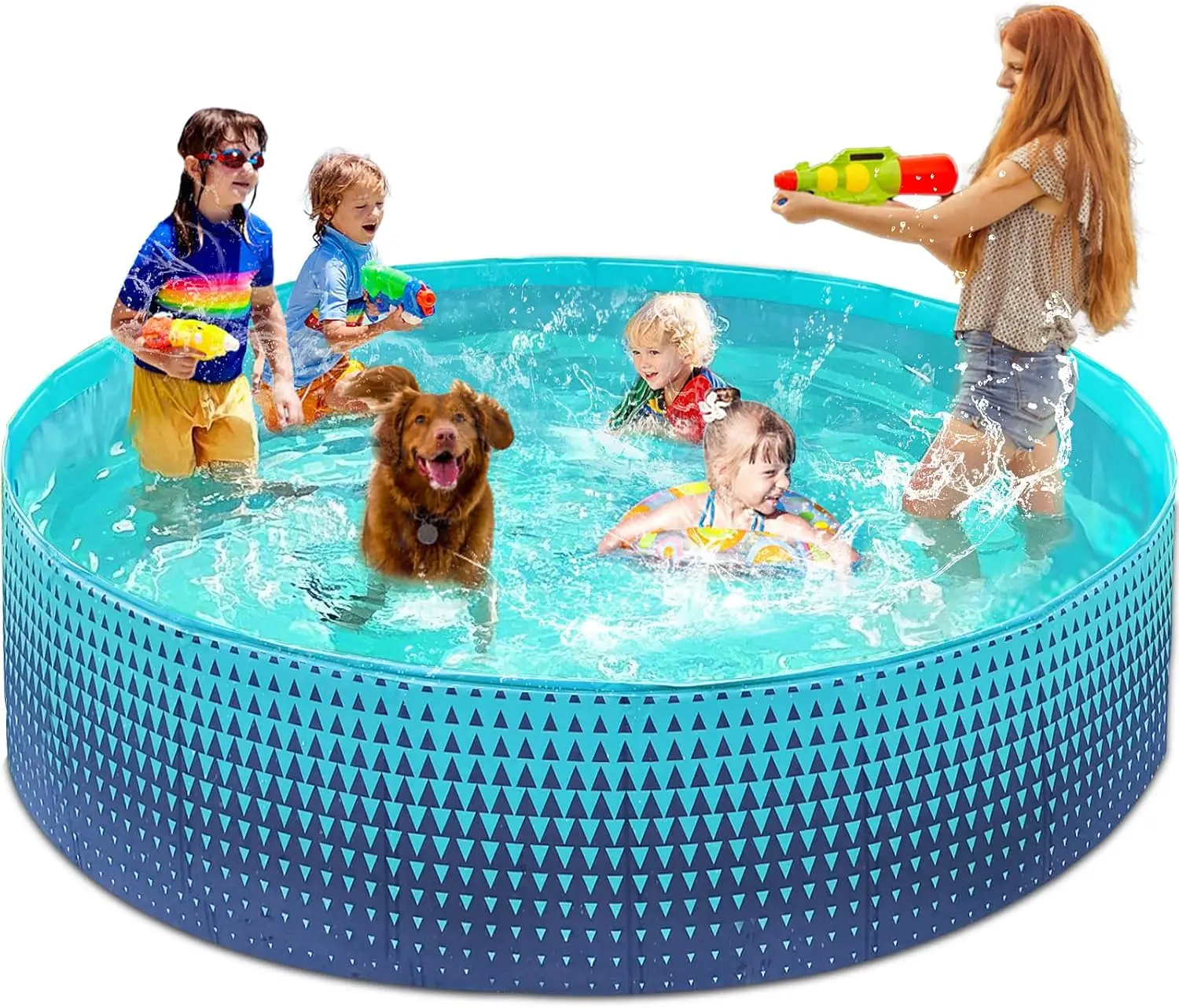 

Foldable Dog Kiddie Pool Hard Plastic Kids Paddling Pool Toddler Baby Swimming Pools for Backyard Collapsible Whelping Box Pet
