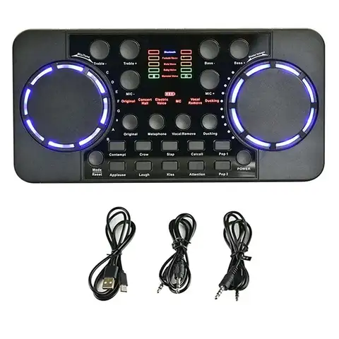 AA87 V300 Pro Sound Card Bluetooth-Compatible Audio Interface Mixer DJ Digital Effect Noise Reduction Console USB Record