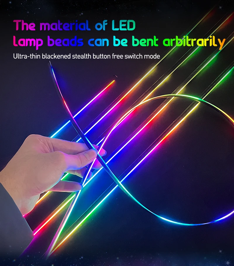 22 in 1 18 in 1 64 Farben RGB Symphony Car Atmosphere Interior LED Acryl Guide Fiber Optic Universal Dekoration Umgebungslichter – Detail 10