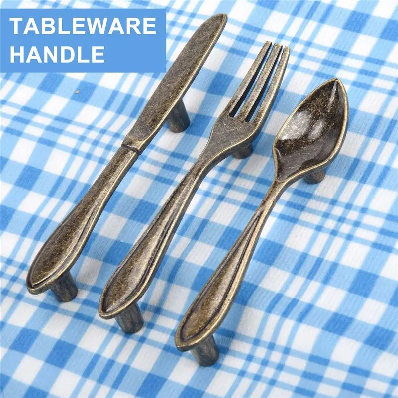 AS63-15 Pcs Knife Spoon Fork Kitchen Cabinet Closet Drawer Pull Handles Knobs 3-Inch Center To Center