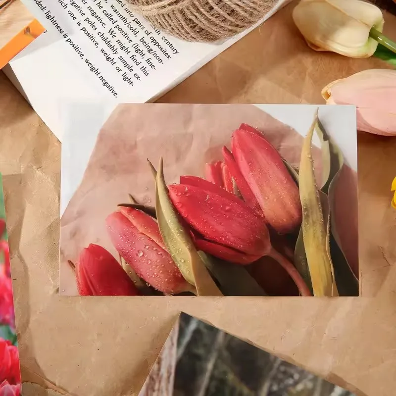 ชุดโปสการ์ด 30 ชิ้น ซีรีส์โรแมนซ์จากจอย - การ์ดอวยพรลายดอกไม้กุหลาบและทิวลิป เหมาะสำหรับเป็นของขวัญวันเกิด/คริสต์มาส ‌