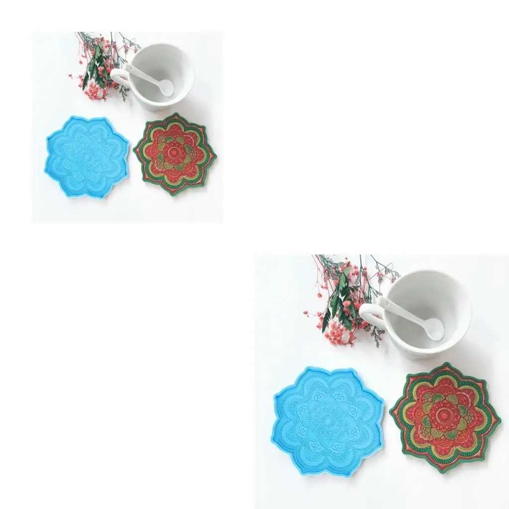 Crystal Agate Mold Creative Mandala Mug Pad Resin Casting Silicone M