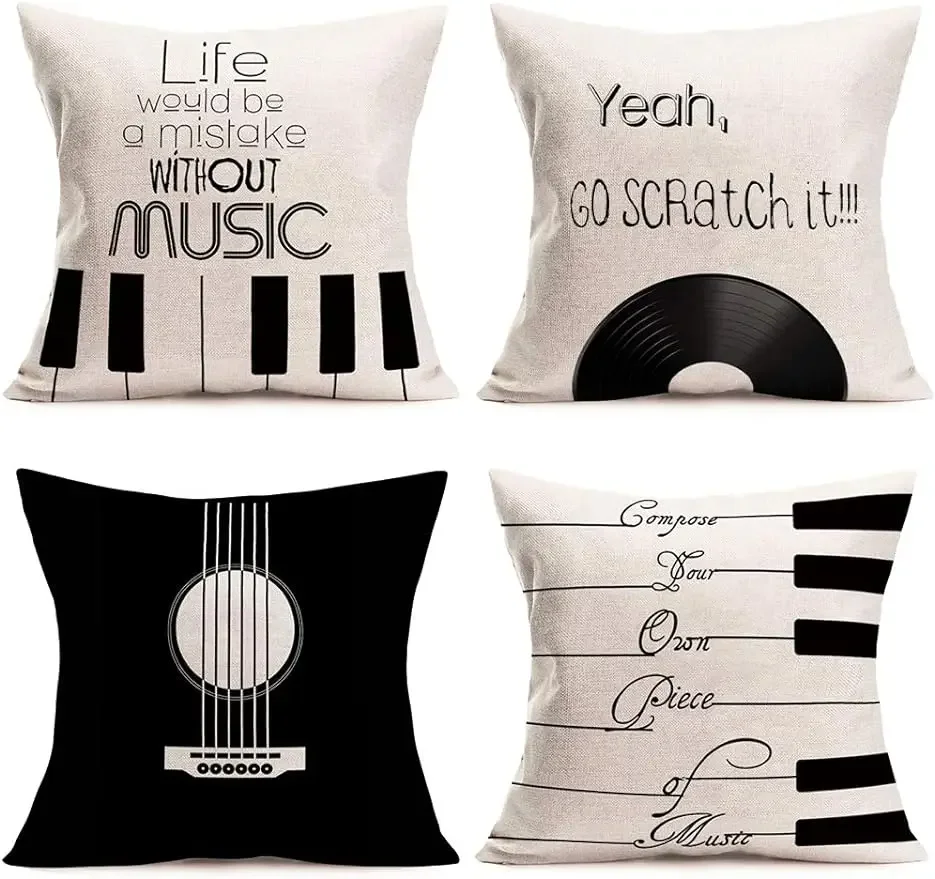 Inspirational quotes: pillowcase decoration for music lovers, linen pillowcase, sofa chair cushion cover cushion cover 45x45