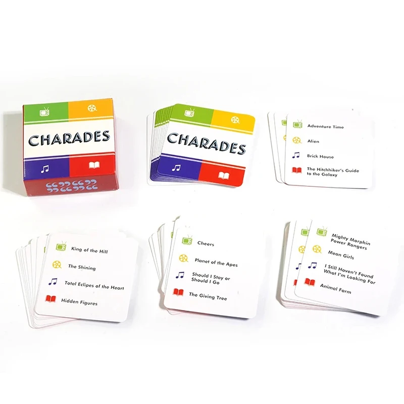 50 Cards Charades Game Portable Camping and Holiday Games for Adults and Family After Dinner Amusements Truth Or Dare Board Game