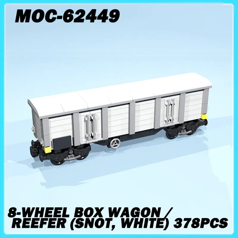 

MOC-62449 Mini Train Building Block Series 8-Wheel Box Wagon / Reefer (SNOT, white) Model Brick Puzzle Education Toy Gift 378PCS