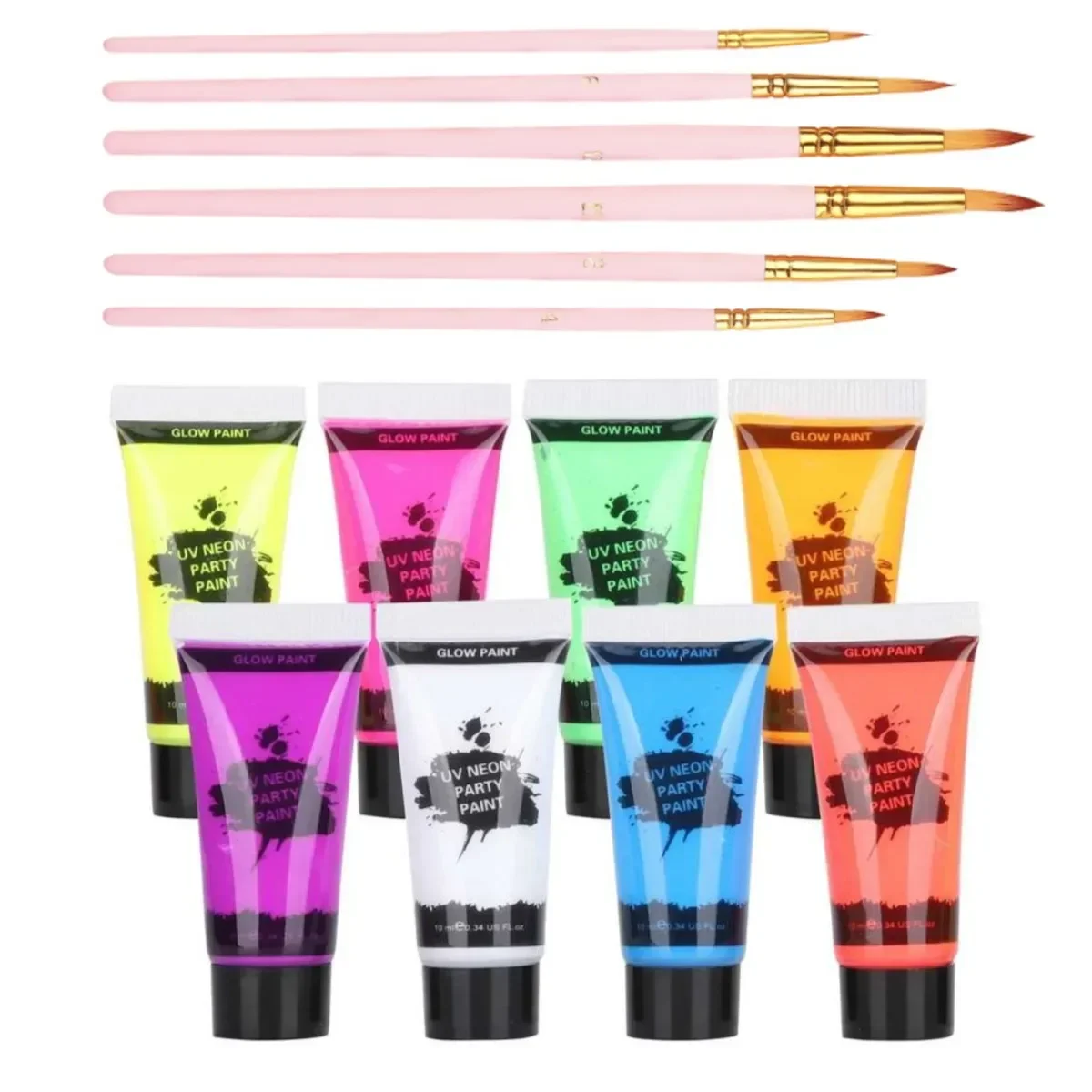 Kit de pintura fluorescente para cara y cuerpo, maquillaje de ojos para fiesta de Halloween, Cara de niños, kit de pintura brillante UV shied, maquillaje de cosplay al por mayor