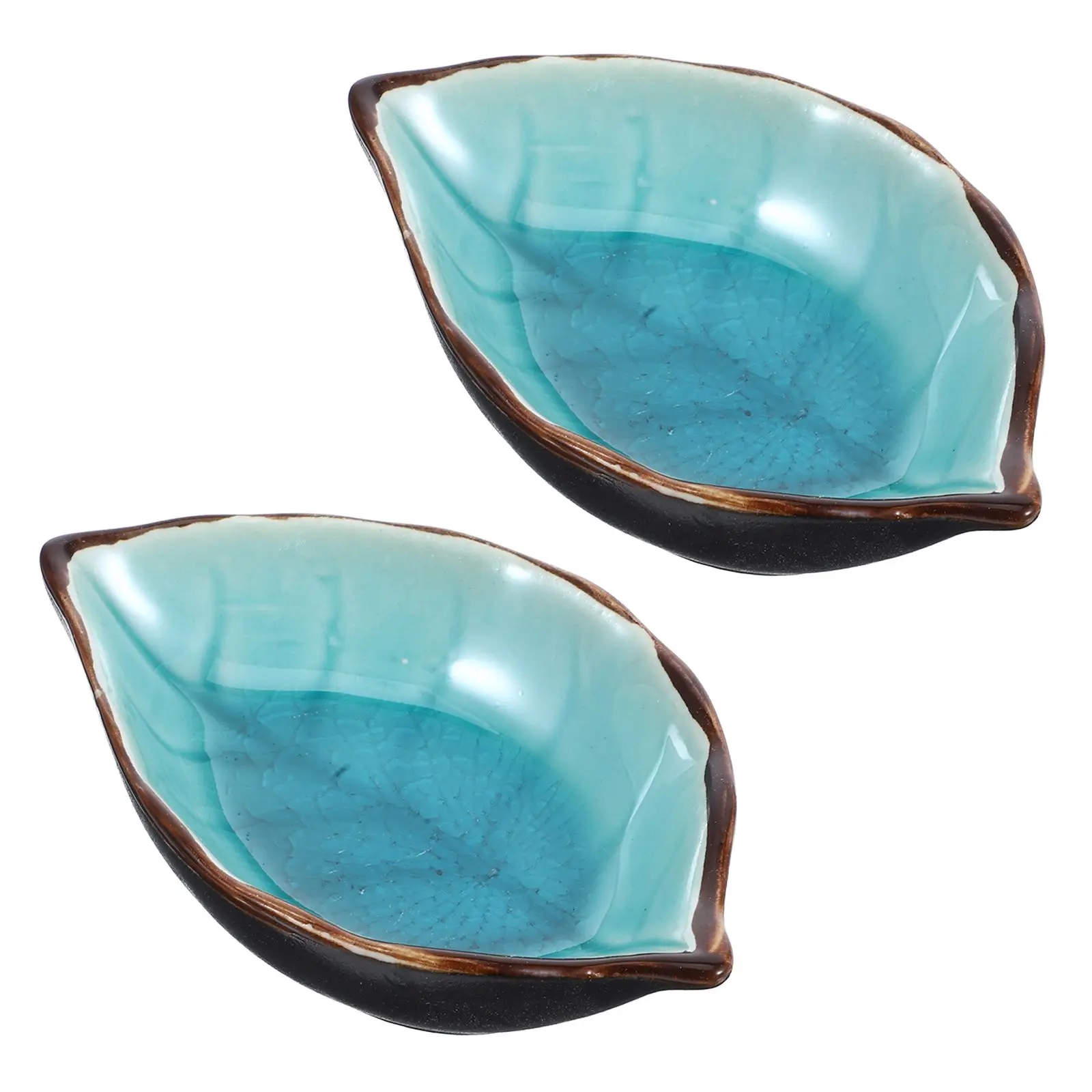 

2 Pcs Leaf Shaped Spoon Rest Ceramic Coffee Dipping Sauce Dish Cutlery Holder Kitchen Utensil Farmhouse Decor Compact Size