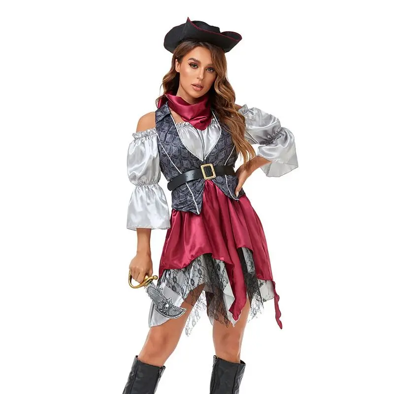 

Adult Women Captain Pirate Cosplay Costume Halloween Pirates of the Caribbean Female Captain Carnival Fantasia Fancy Dress