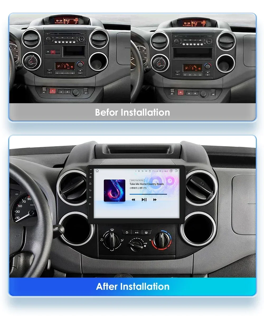 7862 Android Auto Audio dla Citroen Berlingo B9 Peugeot Partner 2008-2019 Radio samochodowe Odtwarzacze stereo Bezprzewodowy ekran CarPlay 2Din