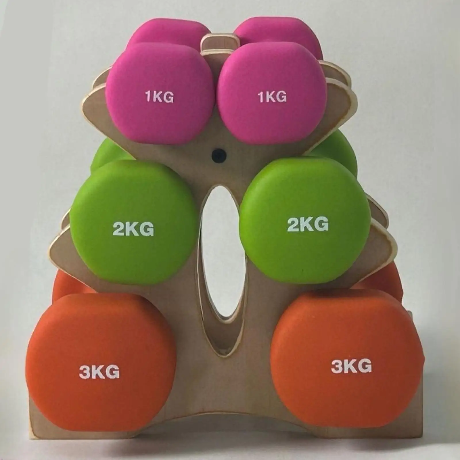 Heavy Duty Dumbbells Rack Wooden Three Tier Organizer Space Saving Weight Stand for Household Workout Supplies