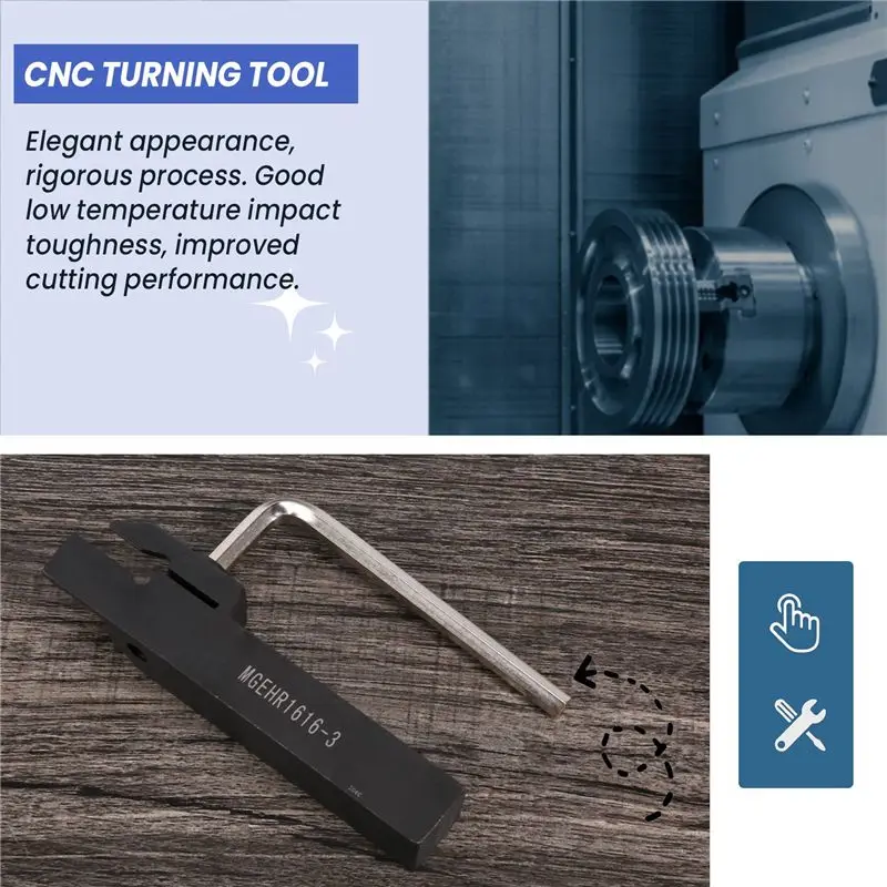 [ABFI!】 MGEHR1616-3 Lathe Cut Off Grooving Parting Tool Holder For MGMN300 Insert CNC