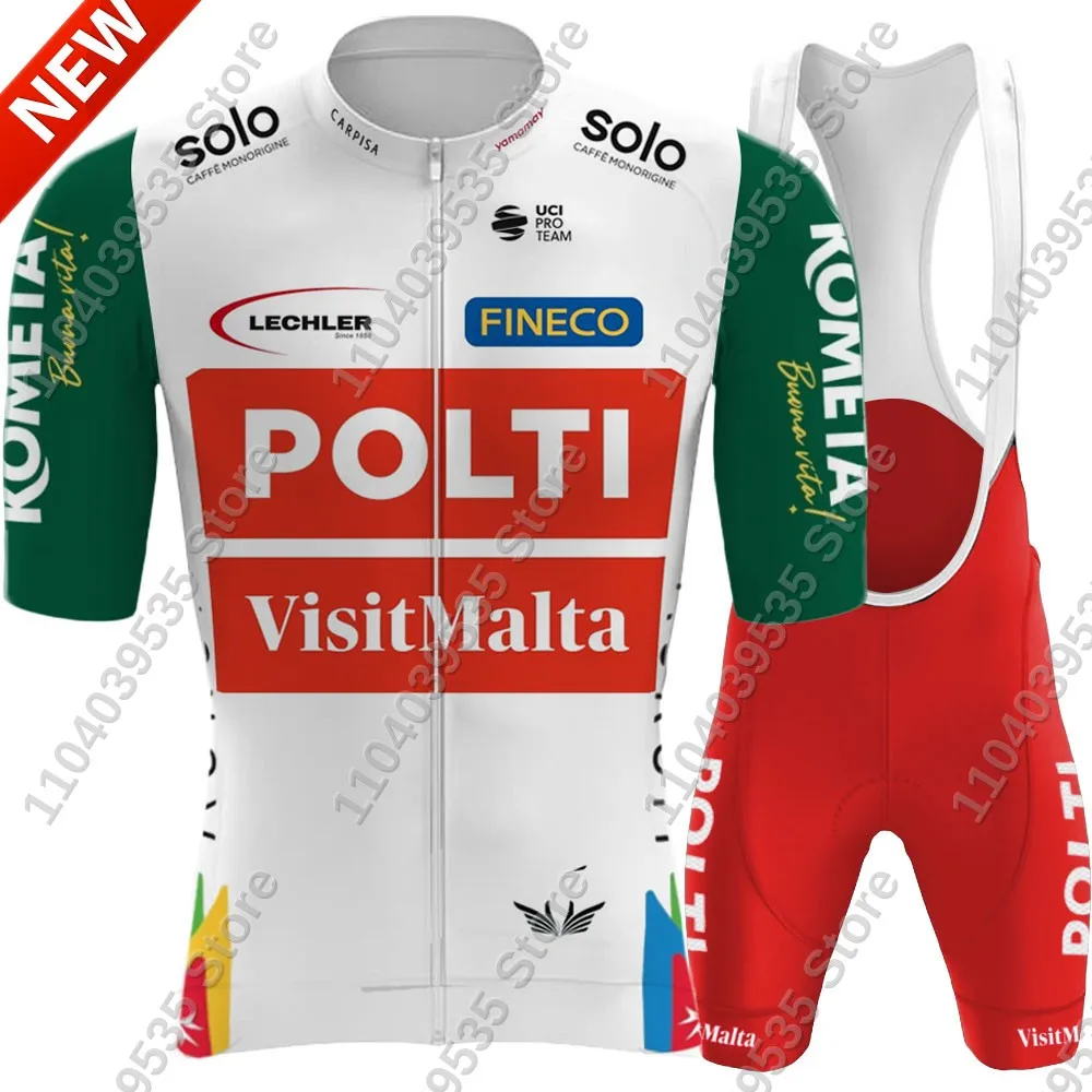 Polti Kometa 2025 Team Cycling Jersey Set Summer Cycling Clothing Men Road Bike Shirt Suit Bicycle Bib Shorts MTB Uniform