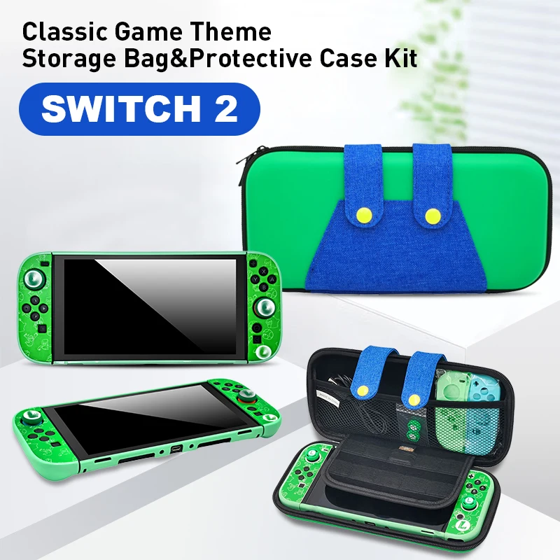 2026 Classic Luig Style Storage Bag for NS Switch 2 Portable Hard Carrying Case Shell Cover for NS Switch 2 Game Accessories