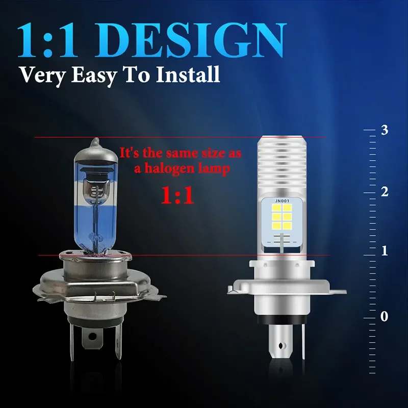 1pc Motorcycle Headlamp H4 H6M BA20D P15D Motorcycle Headlights Driving Light DRL High Low Beams Spotlight White 6000K Canbus