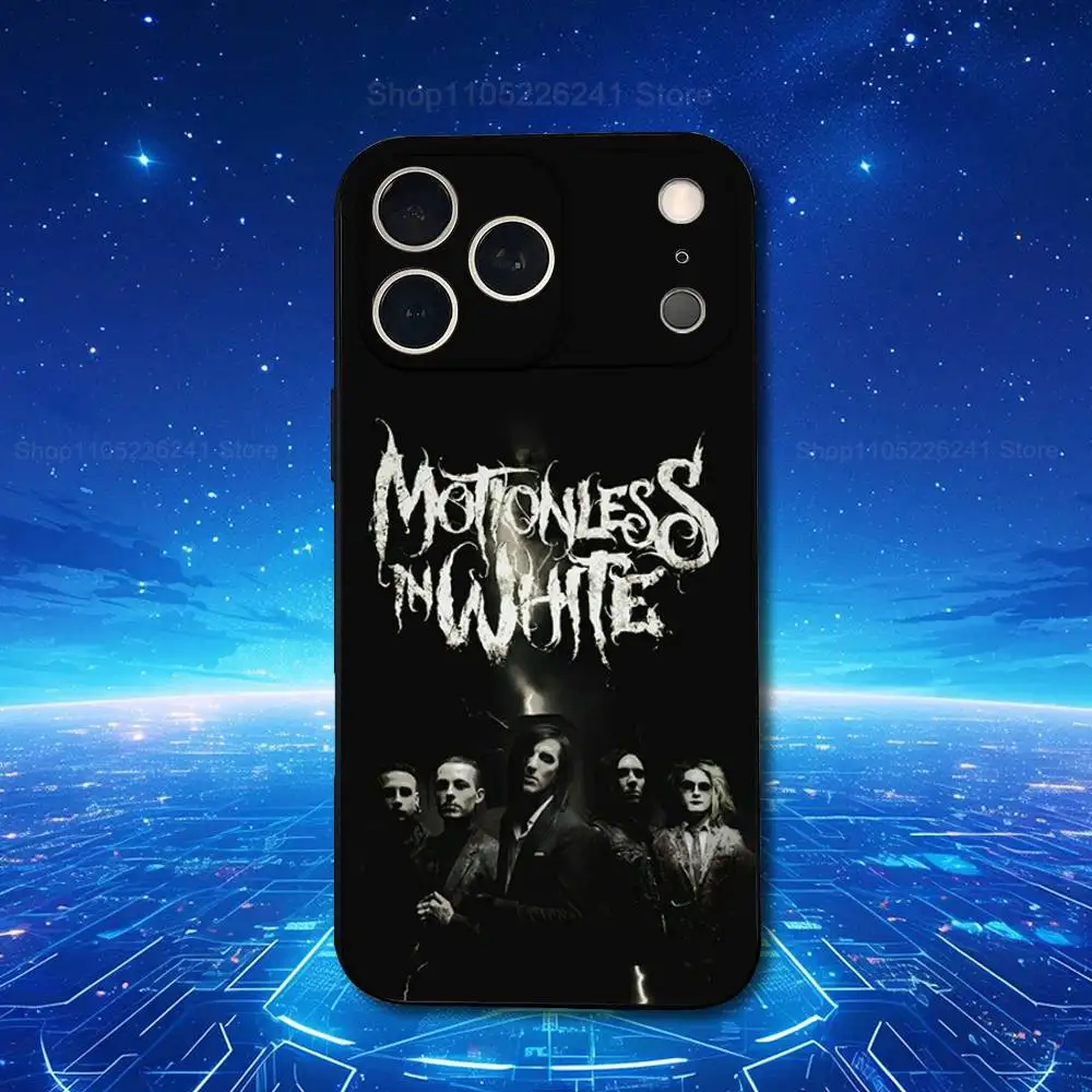 باند M-Motionless باللون الأبيض لهاتف iPhone 13,16,11,14,17,12,15,Plus,Pro Max,XS,X,XR,SE,Mini,8,7,Phone Case Soft Silicone Black