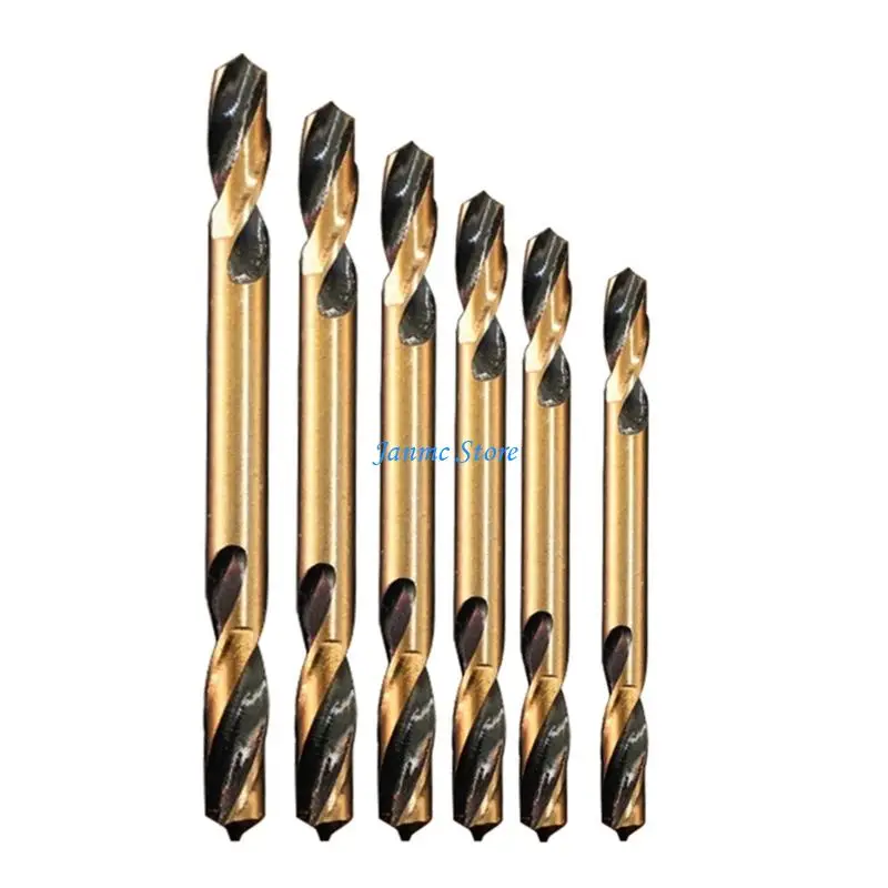 LX0C 6Pcs Double Headed Auger Drill Bits Hole Cutter For Stainless Steel Electric
