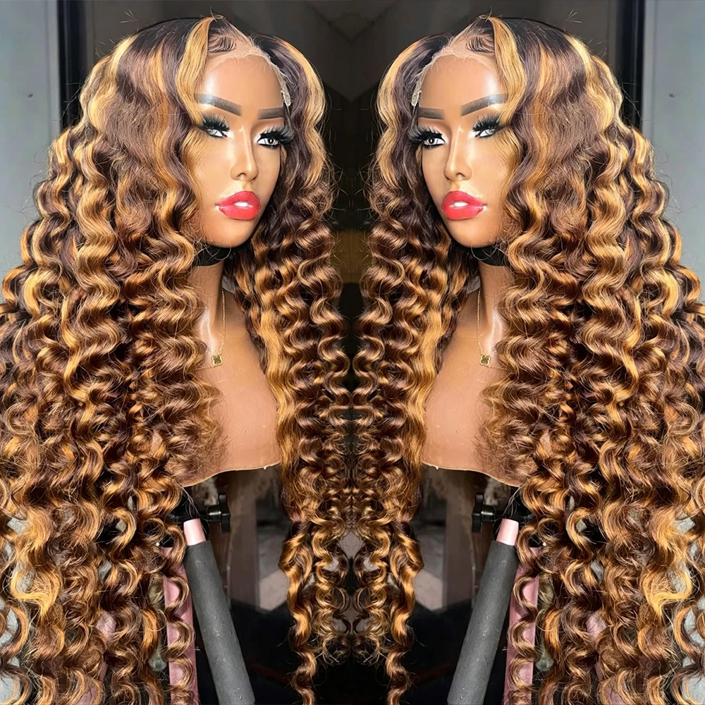 Perruques Deep Wave 4/27, densité 250%, avec dentelle frontale HD, cheveux humains Deep Wave, perruque frontale 13x4, prix de gros