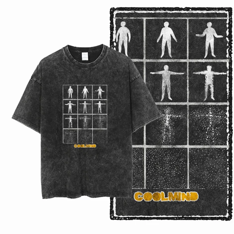 

ZF STREETWEAR Printed Cotton Acid Washed Exclusive Graphic Unisex T Shirt Cool Vintage Retro Men Tshirts Big Size Tee for Men