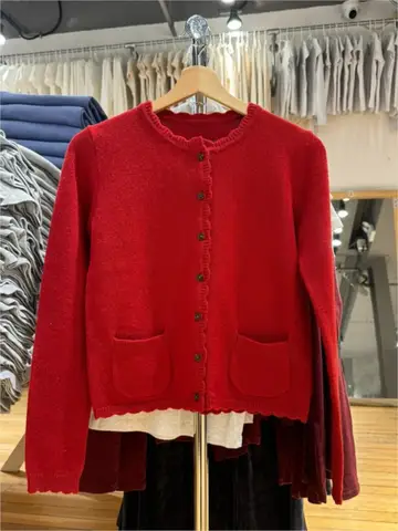 여성용 캐쥬얼 O-넥 슬림 스웨터 가디건, 싱글 브레스티드 긴팔 스웨터 코트, 스위트 시크 니트웨어 상의, Y2K, 레드 포켓, 신상