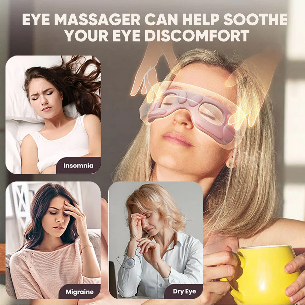 Smart Eye Massager Hot Compress Bluetooth Eye Massage Glasses Fatigue Pouch Wrinkle Wireless Vibration Eye Care Instrument